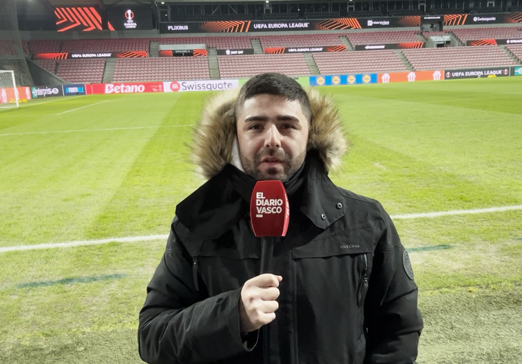 Beñat Barreto, en el MCH Arena, escenario del Midtjylland - Real Sociedad de este jueves.