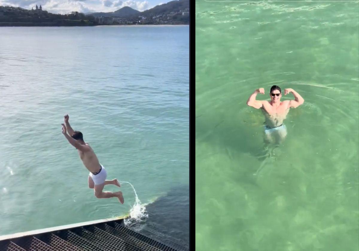 El joven se lanza al mar a por sus gafas.