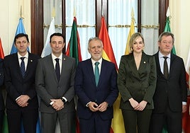 Noël d'Anjou, Mikel Torres, Ángel Víctor Torres, Maria Ubarretxena y Bingen Zupiria, este jueves en Madrid.