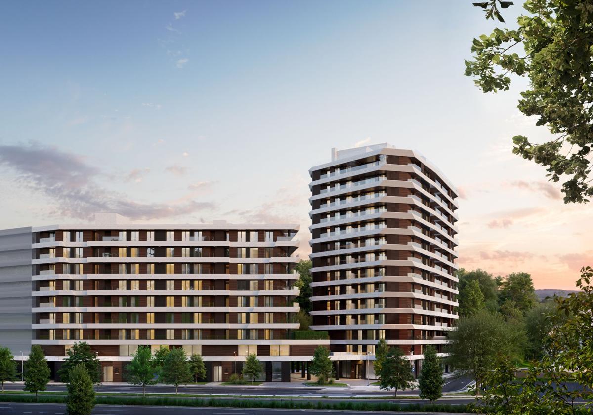 Imagen virtual de los primeros edificios de venta libre que se entregarán en 2026.