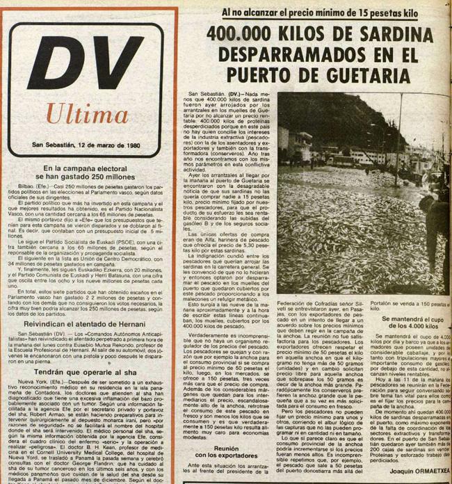 La información apareció desarrollada hace 45 años en la última página del periódico.