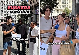 El creador de contenido Eleder Iglesias pregunta sobre el significado de algunas palabras en euskera a jóvenes de Madrid.