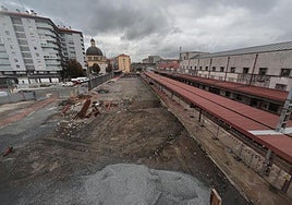 Vista de la estación de Irun en obras.
