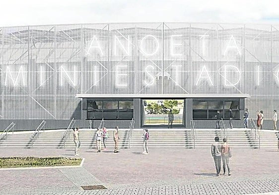 Infografía de la futura entrada al renovado Miniestadio de Anoeta.