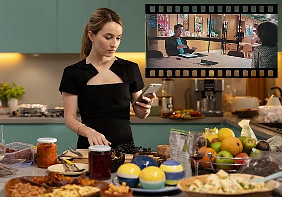 Dos escenas de la serie 'Vinagre de manzana', que emite Netflix.