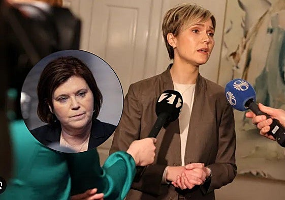 Ásthildur Loa Thorsdotti, exministra de Educación (izquierda), y Kristrún Frostadóttir, primera ministra de Islandia.