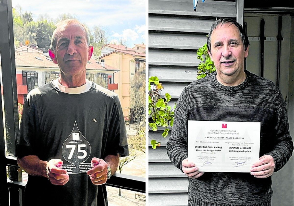 Francisco Javier Ribero y Venancio Urrestarazu con sus diplomas.