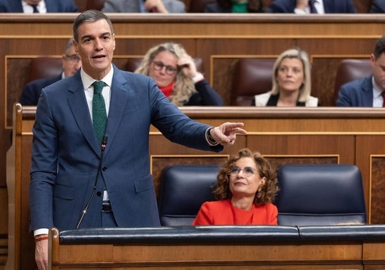 Pedro Sánchez, durante el pleno del Congreso sobre el plan de rearme.