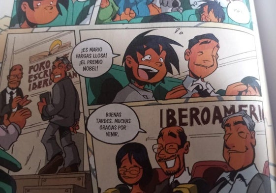 Mario Vargas Llosa, en las viñetas del cómic 'De vuelta a Tumbes'.