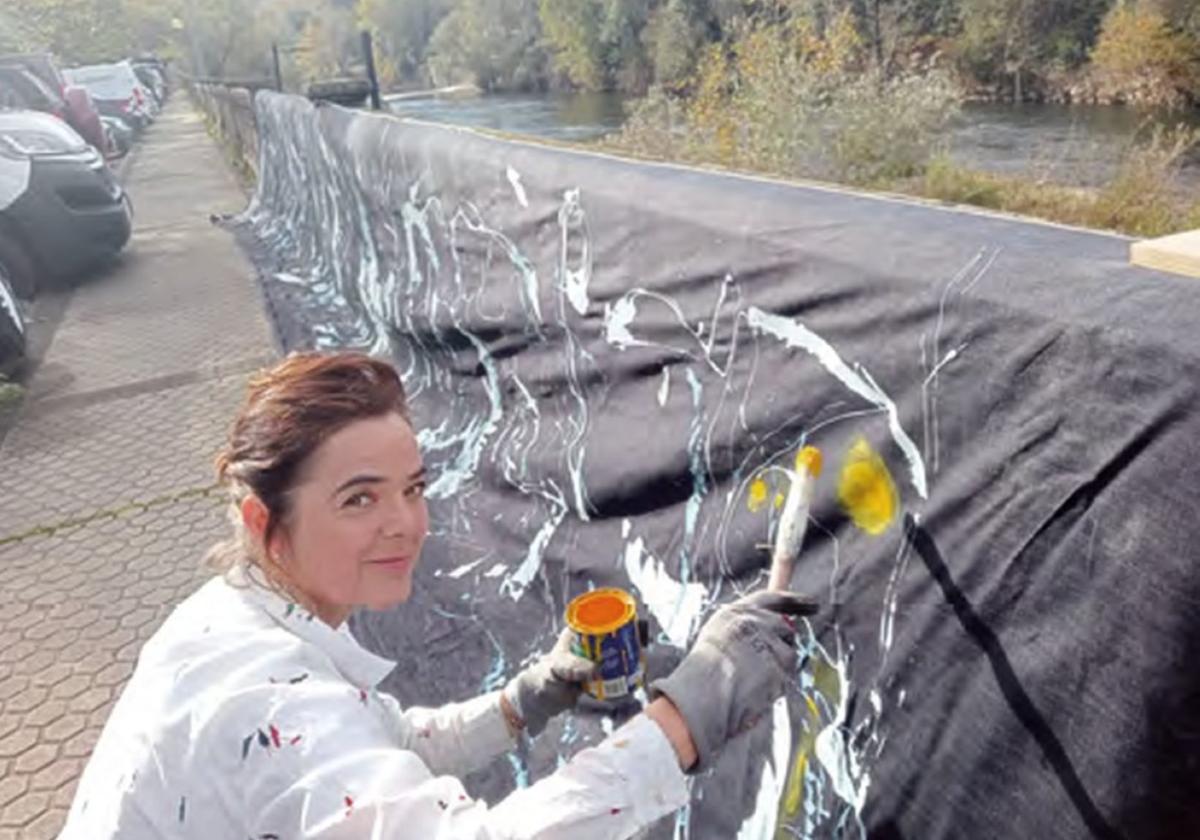 Tela vaquera, óleos y acrílico fusionados en la muestra 'Denim inspirazioa'