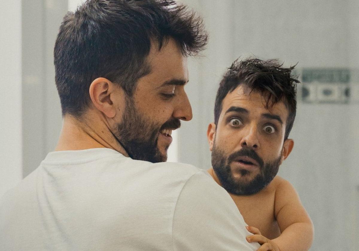 Antton Telleria con su 'alter ego' en el cartel del monólogo 'Ninini'.