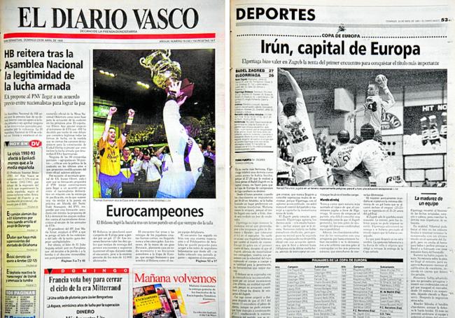 Trece días históricos: El 13 de abril de 1995 Elgorriaga Bidasoa conquistó su segunda liga, la primera la había obtenido en 1987. Sin tiempo de celebrar, el 17 de abril se midió al Badel Zagreb en Artaleku y remató la faena el 22 de ese mismo mes en la cancha croata.
