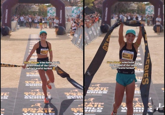 Sara Alonso durante su llegada a la línea de meta.