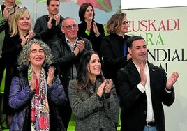 Imanol Pradales, junto a Telleria y Bengoetxea en el acto de Bilbao