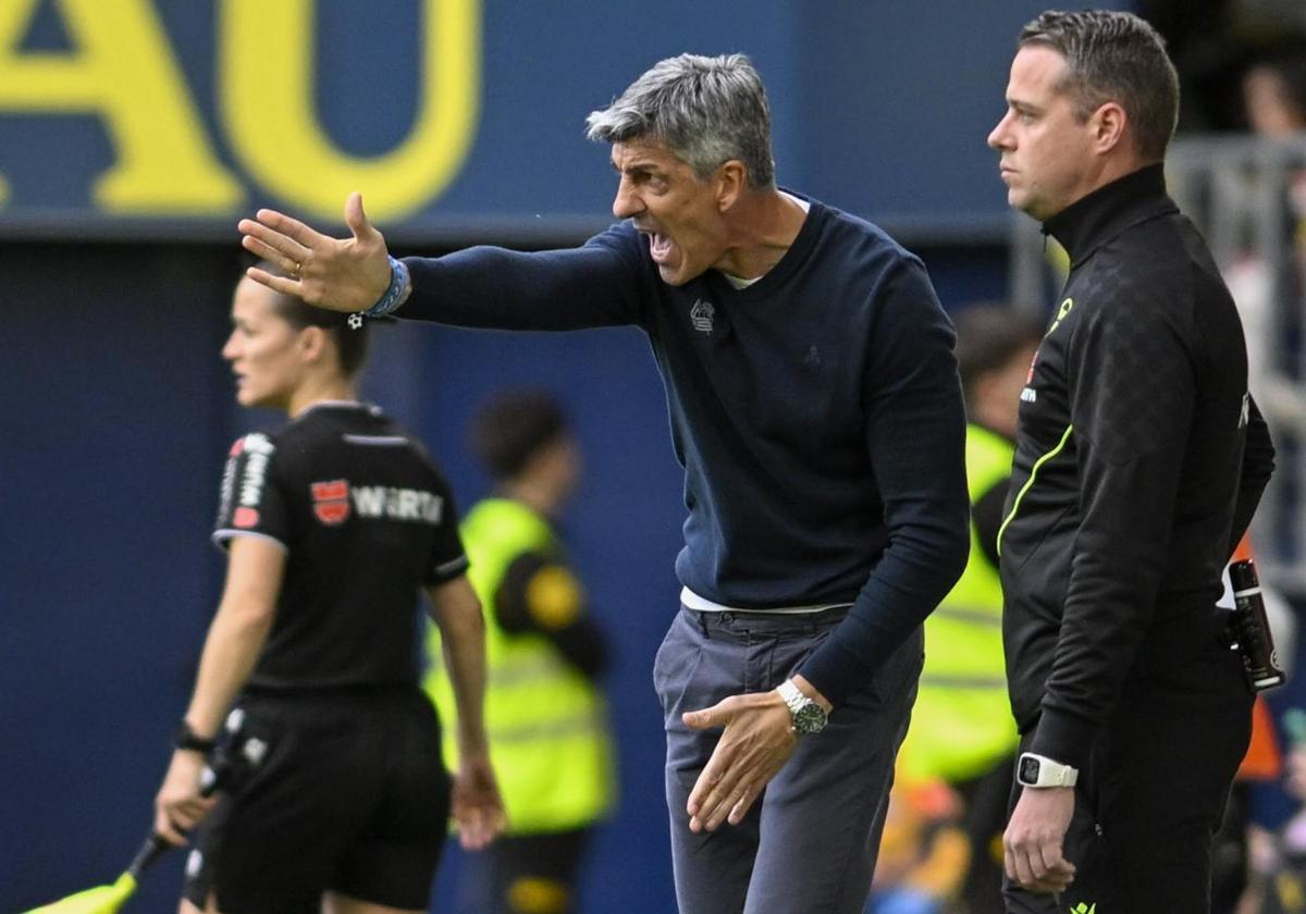 Imanol realiza un gesto vehemente en el encuentro que la Real disputó ante el Villarreal
