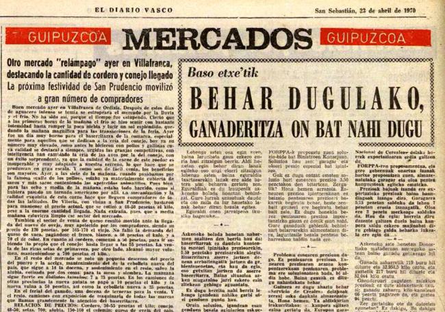 Artículo completo publicado el 23-IV-1970 en EL DIARIO VASCO.