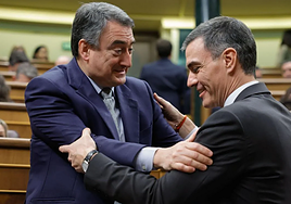 Esteban y Sánchez, en la despedida del primero como parlamentario en el Congreso de los Diputados.