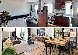 Arriba, un piso de 65 metros cuadrados en venta en Donostia por 340.000 euros. Abajo, un piso de 117 metros cuadrados en venta en Arrasate por el mismo precio.