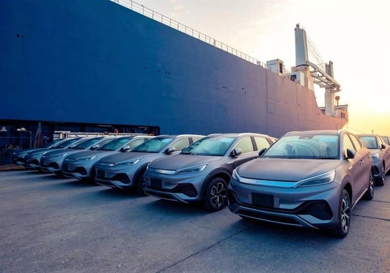 Un grupo de coches antes de ser embarcados para su comercialización.