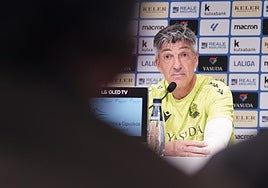 Imanol Alguacil durante la rueda de prensa de este viernes en Zubieta