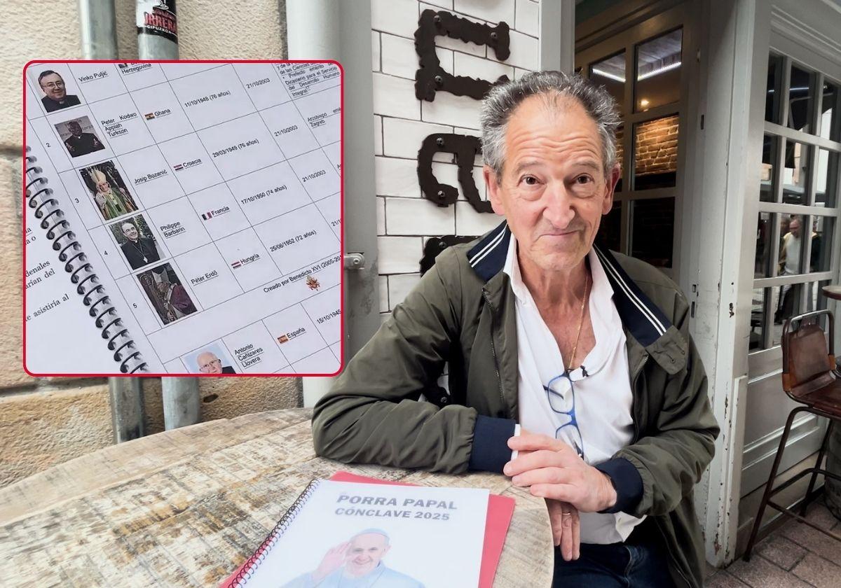 Fernando Arana, propietario del pub Amonane de Ordizia que organiza su particular porra papal.