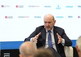 Louzán, en el transcurso de su conferencia en los Desayunos de Europa Press.