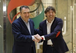 Aitor Esteban y Eneko Andueza este miércoles en Sabin Etxea.