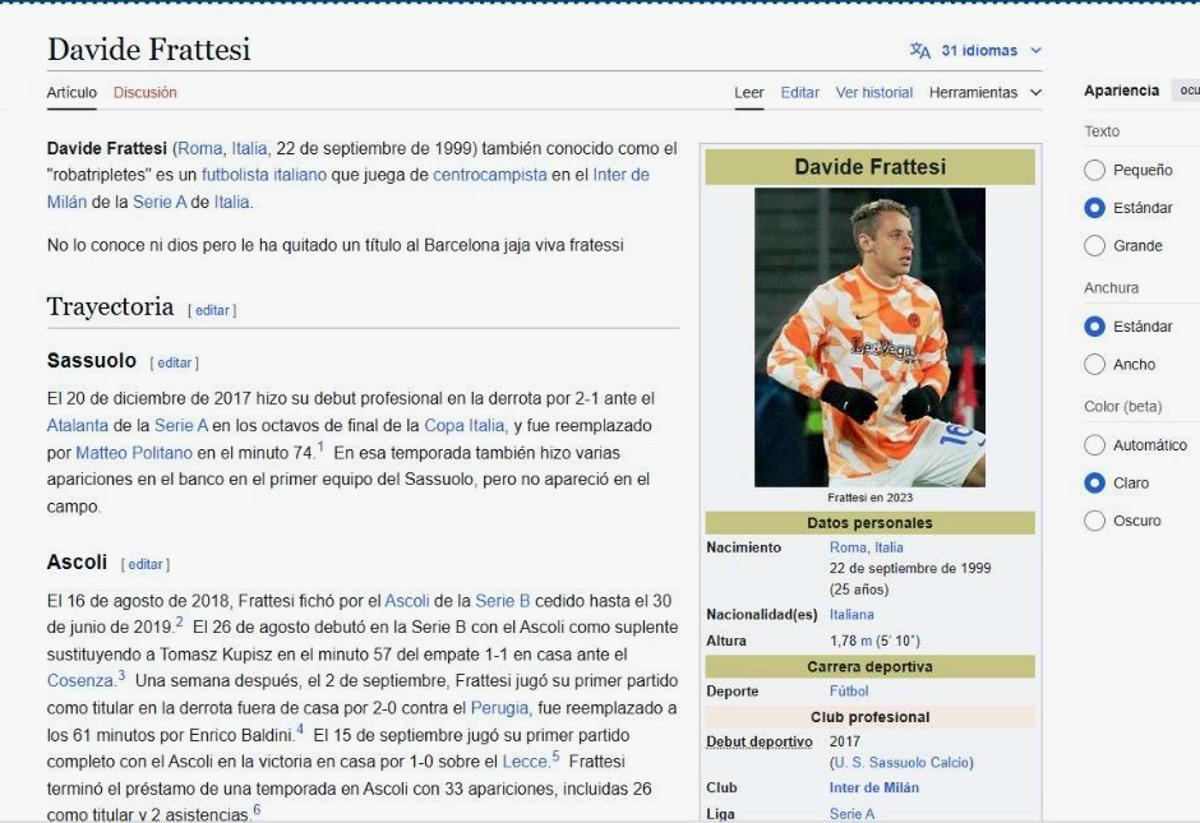 La broma de mal gusto de un aficionado tras la derrota del Barcelona ante el Inter de Milán en la Champions: «Viva Frattesi…»