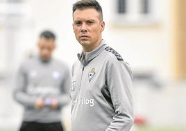 Yerai Martín durante un entrenamiento en el anexo.
