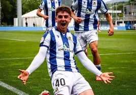 Astiazaran celebra su gol ante la Ponferradina.