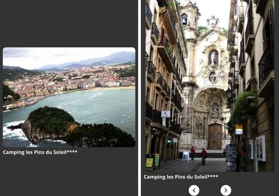 El anuncio de un camping en Las Landas que se publicita con fotos de San Sebastián