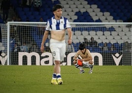 Kubo, de los mejores ayer en el Reale Arena, con la mirada perdida al acabar el partido ante el Celta.
