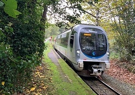 Paso actual del tren de Euskotren por Aginaga.