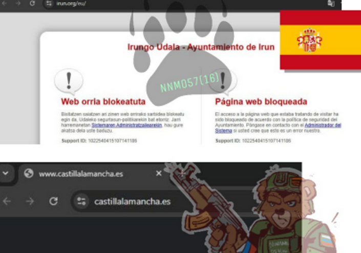 Ciberataque ruso registrado por varias web institucionales en Gipuzkoa el pasado mes de marzo.