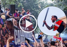 Iñigo Martínez durante las celebraciones por el título de liga del F.C. Barcelona