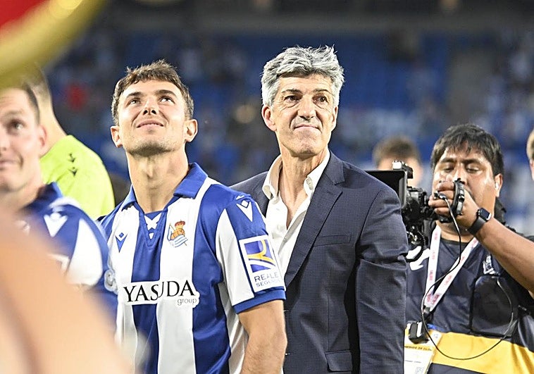 Imanol Alguacil junto a Martin Zubimendi.