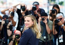 Scarlett Johansson, este miércoles en la alfombra roja de Cannes.