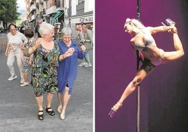 Una imagen de la edición del pasado año en el que el baile tomó las calles de Aretxabaleta, y Garazi Abraldes, que actuará el miércoles.