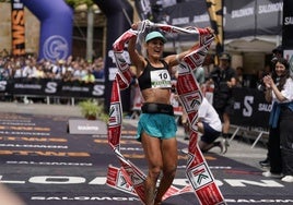 Sara Alonso, en la llegada a meta.