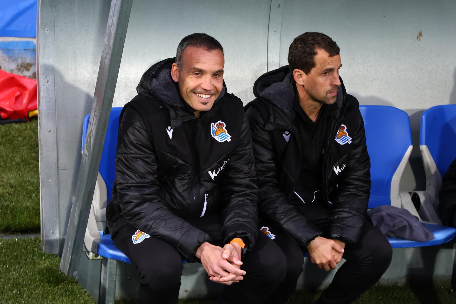 Sergio Francisco, junto a Rivas en su último partido en el banquillo del Sanse
