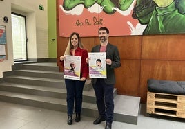 Sandra Caballero e Isaac Palencia, en la presentación de los cursos de Treba Nerabeak en el gazteleku Martindozenea.