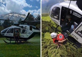 Momento en que un helicóptero rescata al vecino de Beasain.