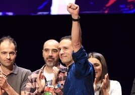 El secretario general de ELA, Mitxel Lakuntza, tras su reelección de este martes al frente del sindicato.