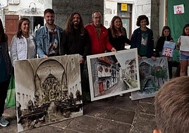 Los premiados con representantes del Beti Gazte y el jurado.