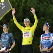 Vingegaard, Pogacar y Evenepoel, en el podio del Tour de 2024.