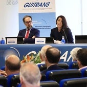 Azahara Domínguez y Javier Ortega, este sábado durante la asamblea general de Guitrans,