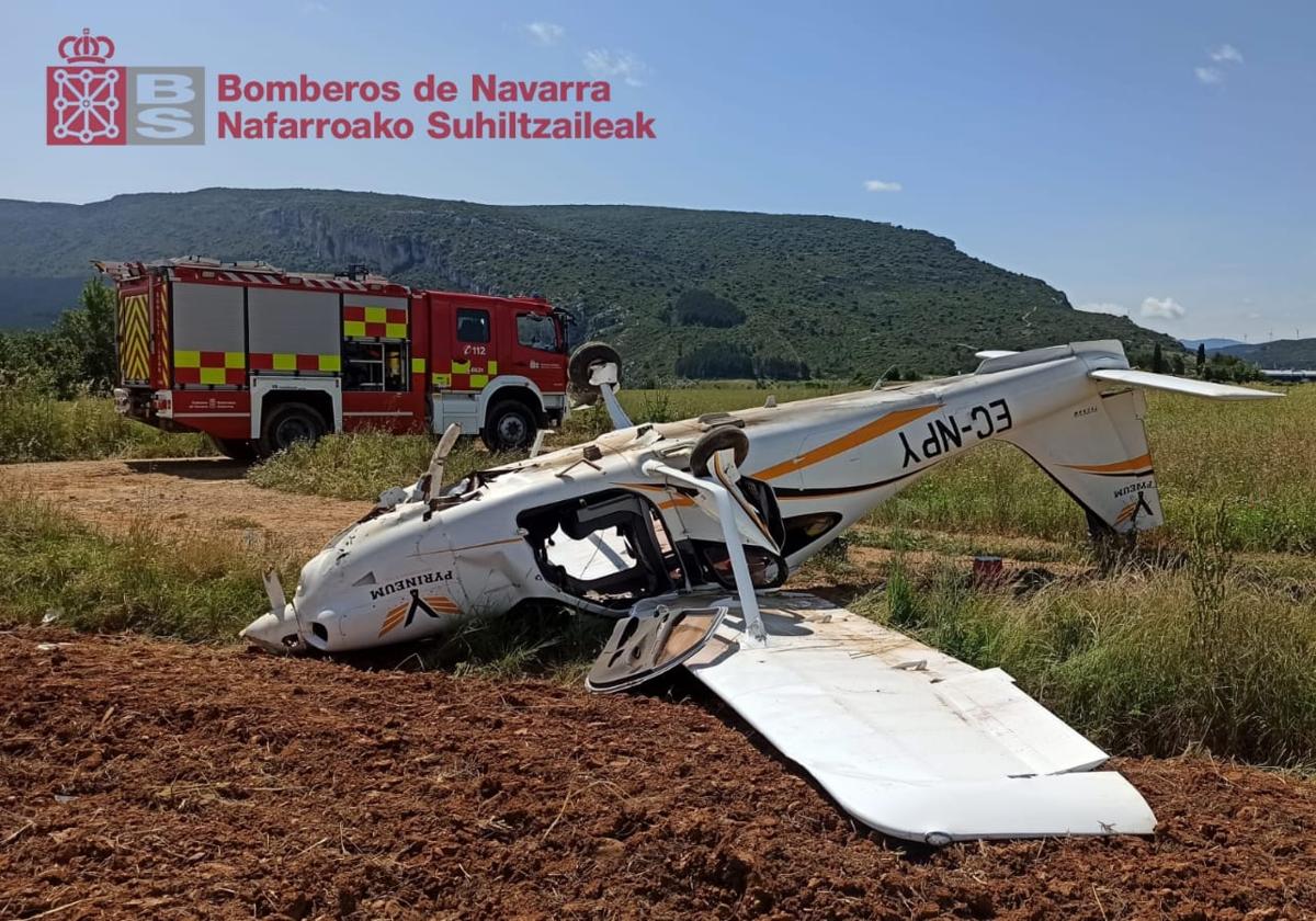 Cuatro hombres heridos tras sufrir un accidente de avioneta en el aeródromo de Lumbier