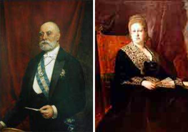 Duque de Mandas, por Malempré (1905); y Duquesa de Mandas, por Palmaroli