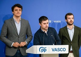 En el centro, Santiago López, parlamentario del PP vasco.