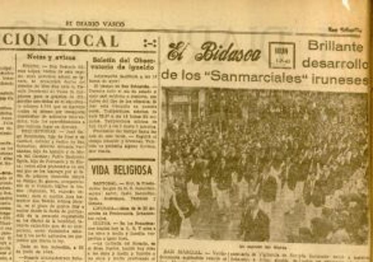 «Un aspecto del Alarde», acompañaba esta imagen publicada en el DV el 1 de julio de 1945.